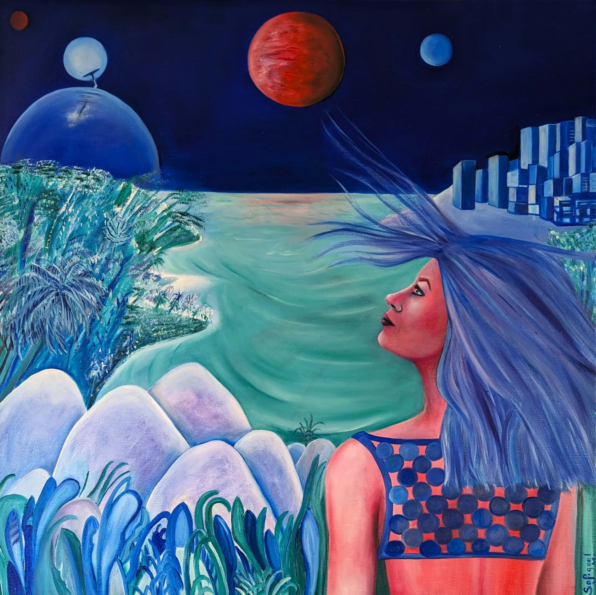 A l'écart de la ville - Sofigael M. ART - Huile sur lin - 80 x 80 cm