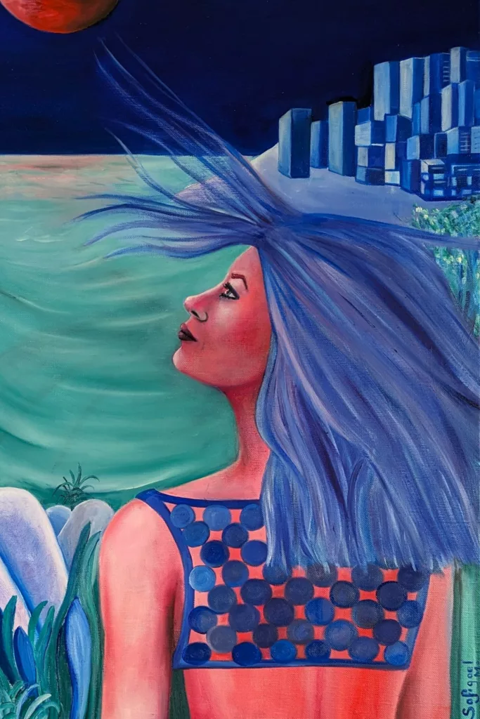 A l'écart de la ville détail - Sofigael M. ART - Huile sur lin - 80 x 80 cm