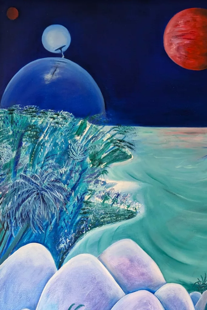 A l'écart de la ville détail - Sofigael M. ART - Huile sur lin - 80 x 80 cm