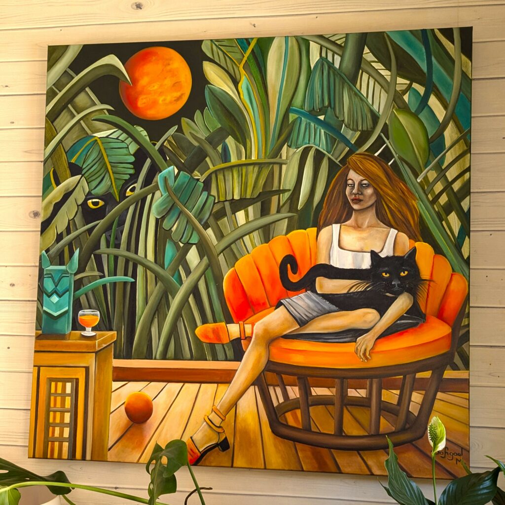 The Jungle game - Sofigael M. - 2024 - Huile sur lin - 100 x 100 cm