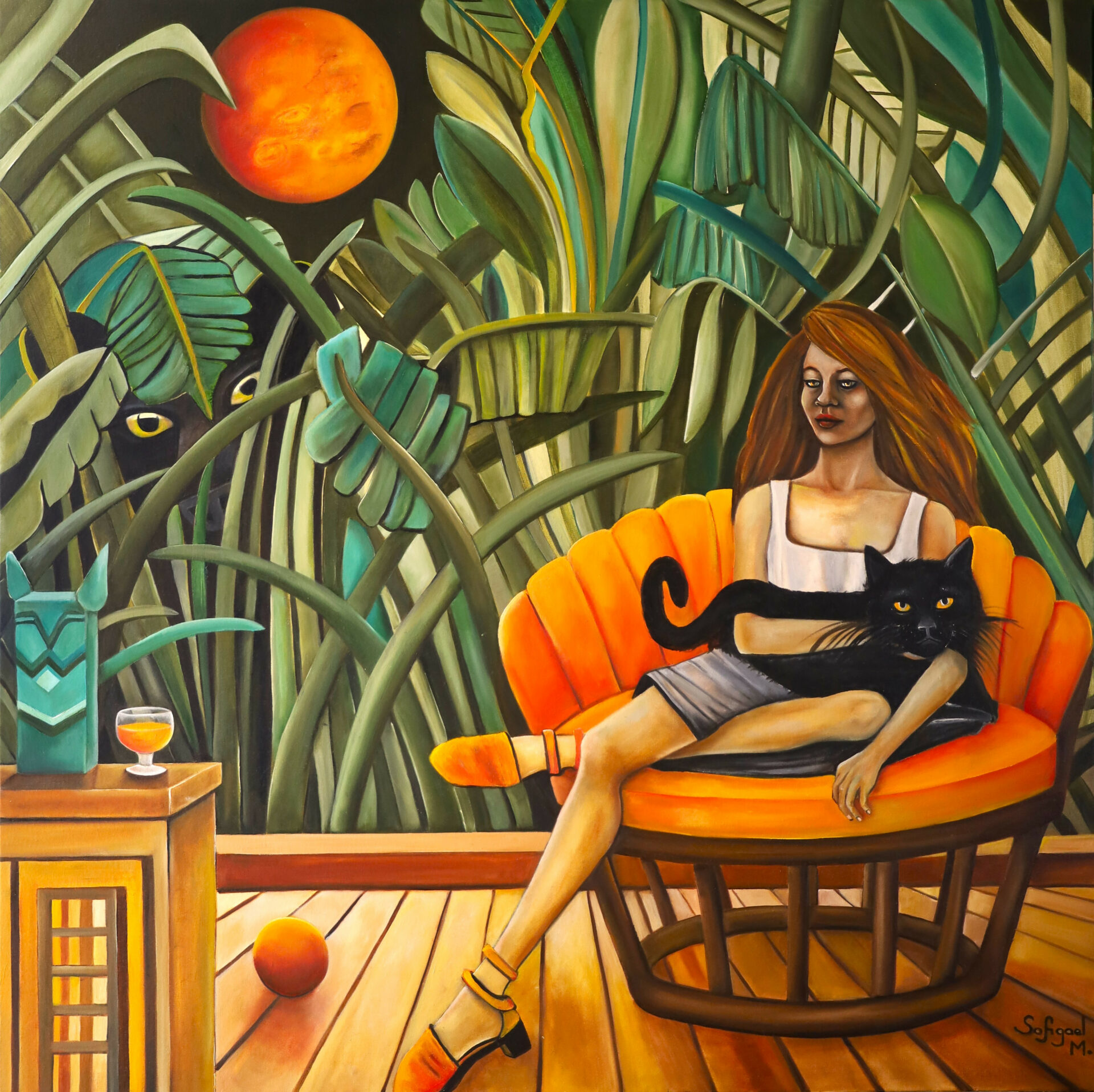 The Jungle game - Sofigael M. - 2024 - Huile sur lin - 100 x 100 cm