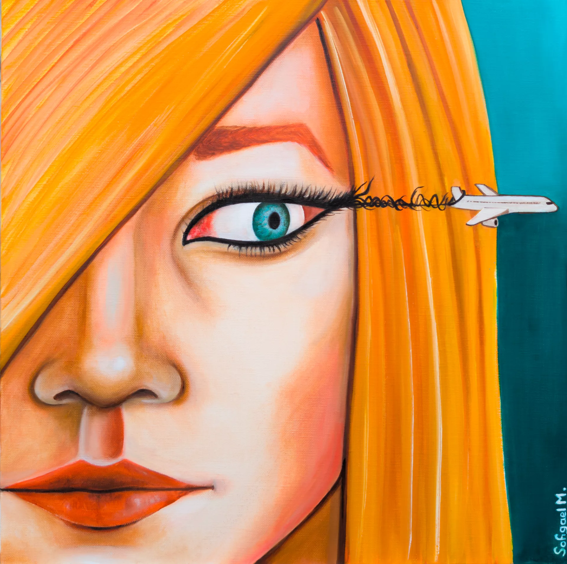 En ligne de mire - Sofigael M. 2025 - Huile sur lin 50x50 cm