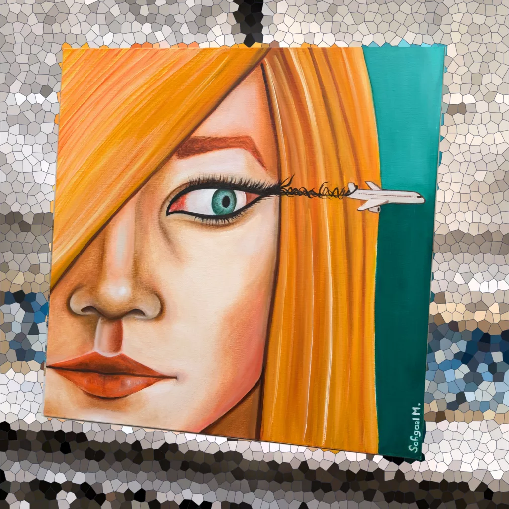 En ligne de mire - Sofigael M. 2025 - Huile sur lin 50x50 cm