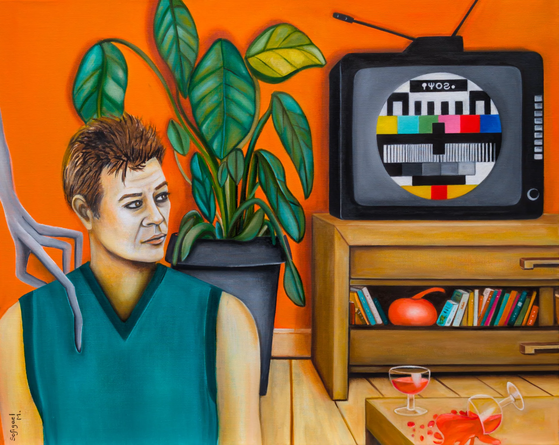 L'arrêt du programme - Sofigael M. 2025 - Huile sur lin - 65 x 81 cm