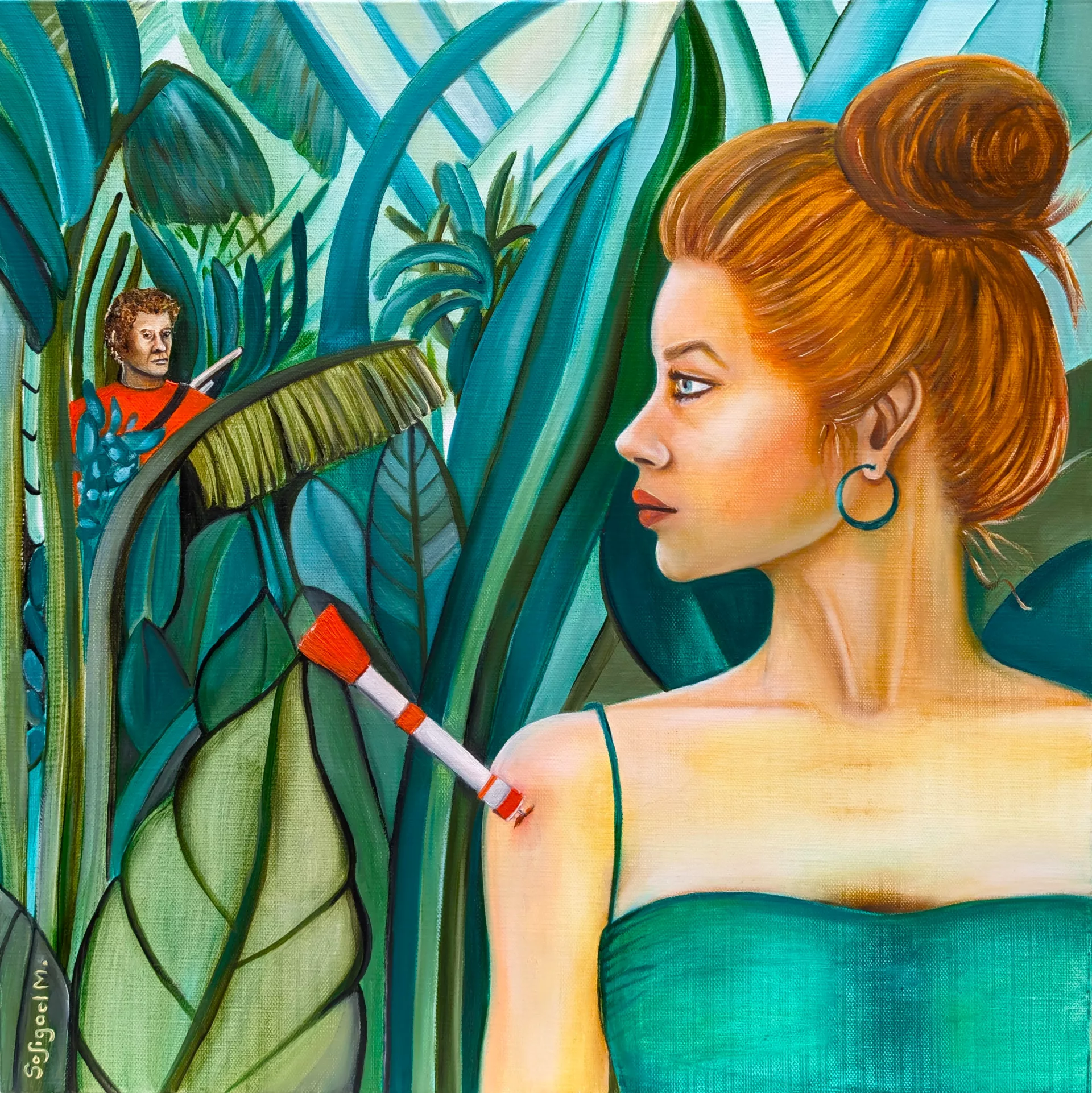 Belle prise - Sofigael M. 2025 - Huile sur lin - 50 x 50 cm