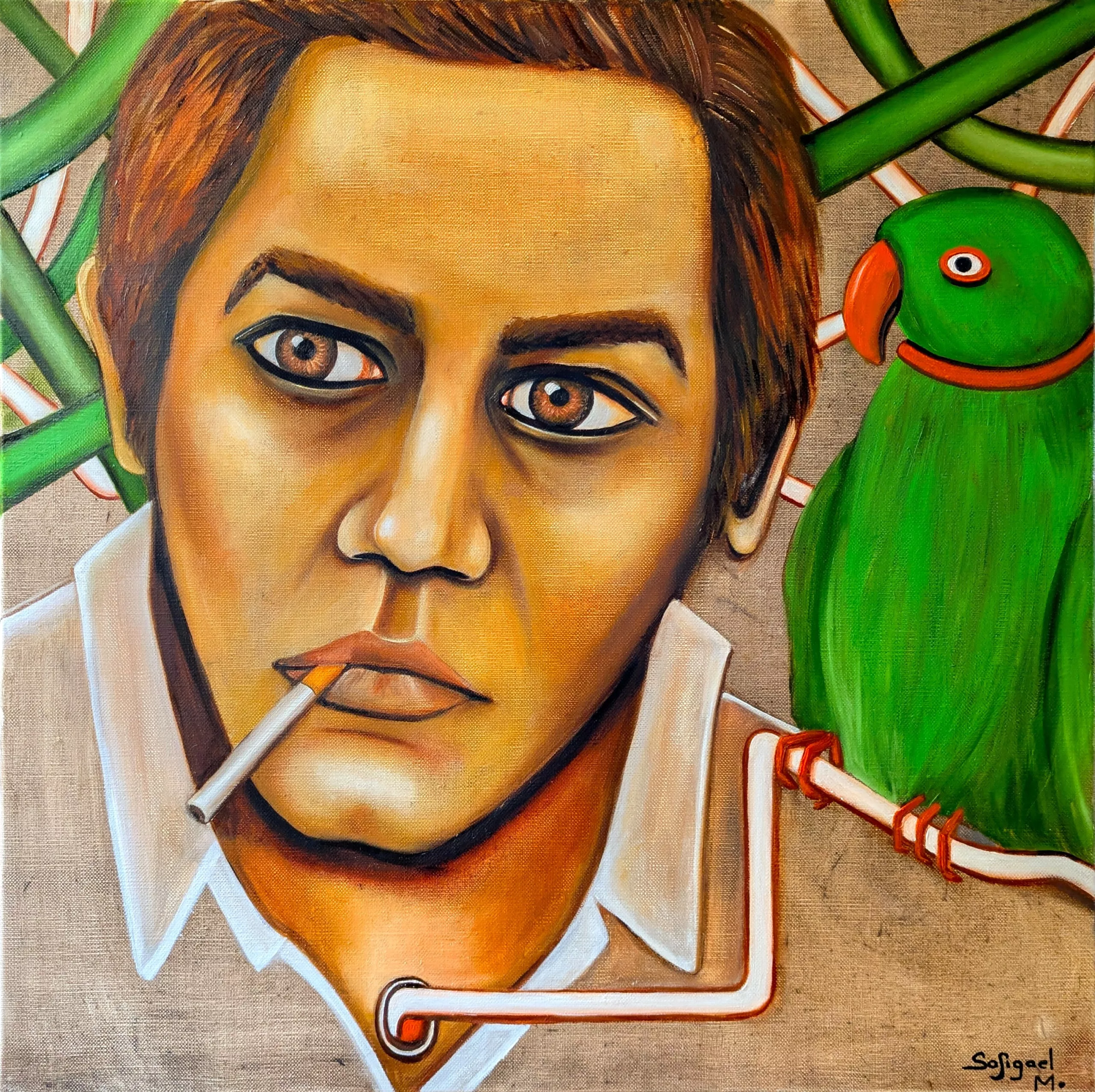 SMOKE - Sofigael M. 2025 - Huile sur lin - 50 x 50 cm - Art contemporain