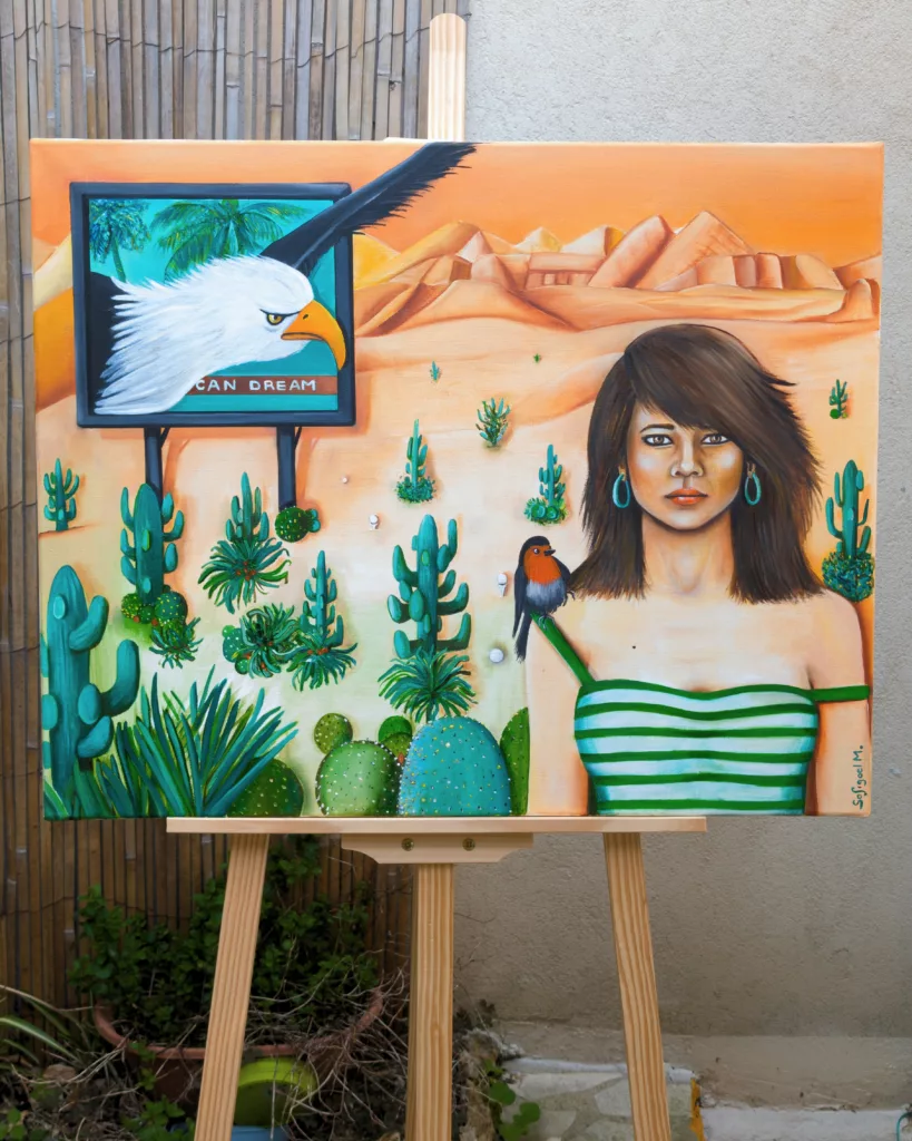 la traversée du désert [American dream] - Sofigael M. 2025 - Huile sur lin - 65 x 81 cm