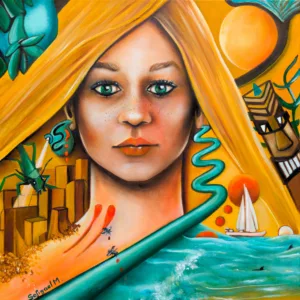 Summerwaves -Sofigael M. 2025 - Huile sur lin - Art narratif contemporain