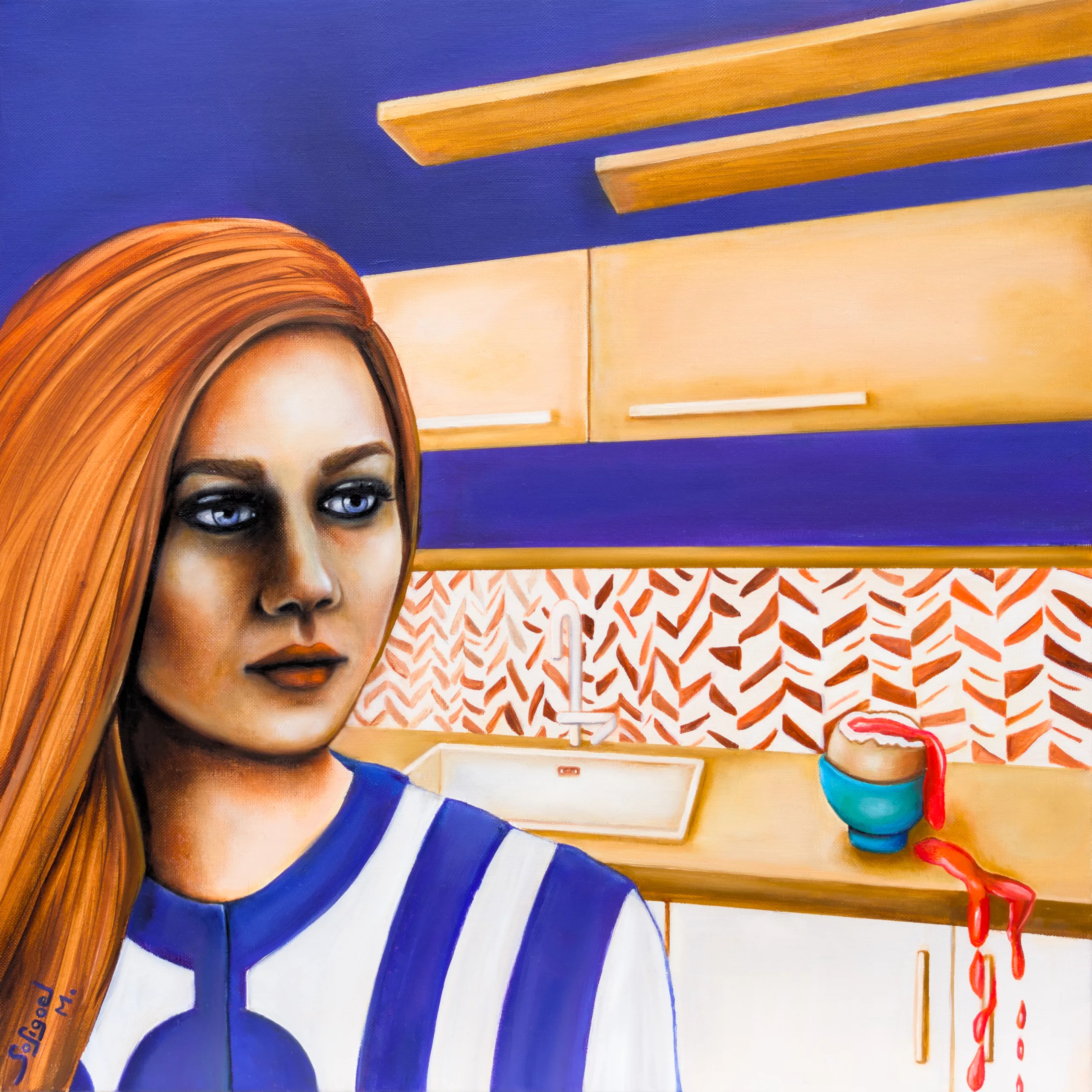 La cuisine - Sofigael M. - Huile sur lin - 50 x 50 cm - 2025