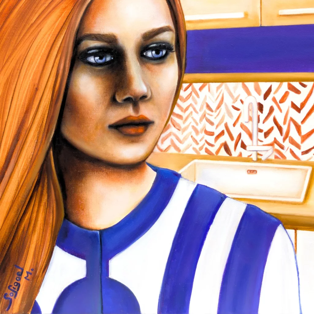 La cuisine - Sofigael M. - Huile sur lin - 50 x 50 cm - 2025