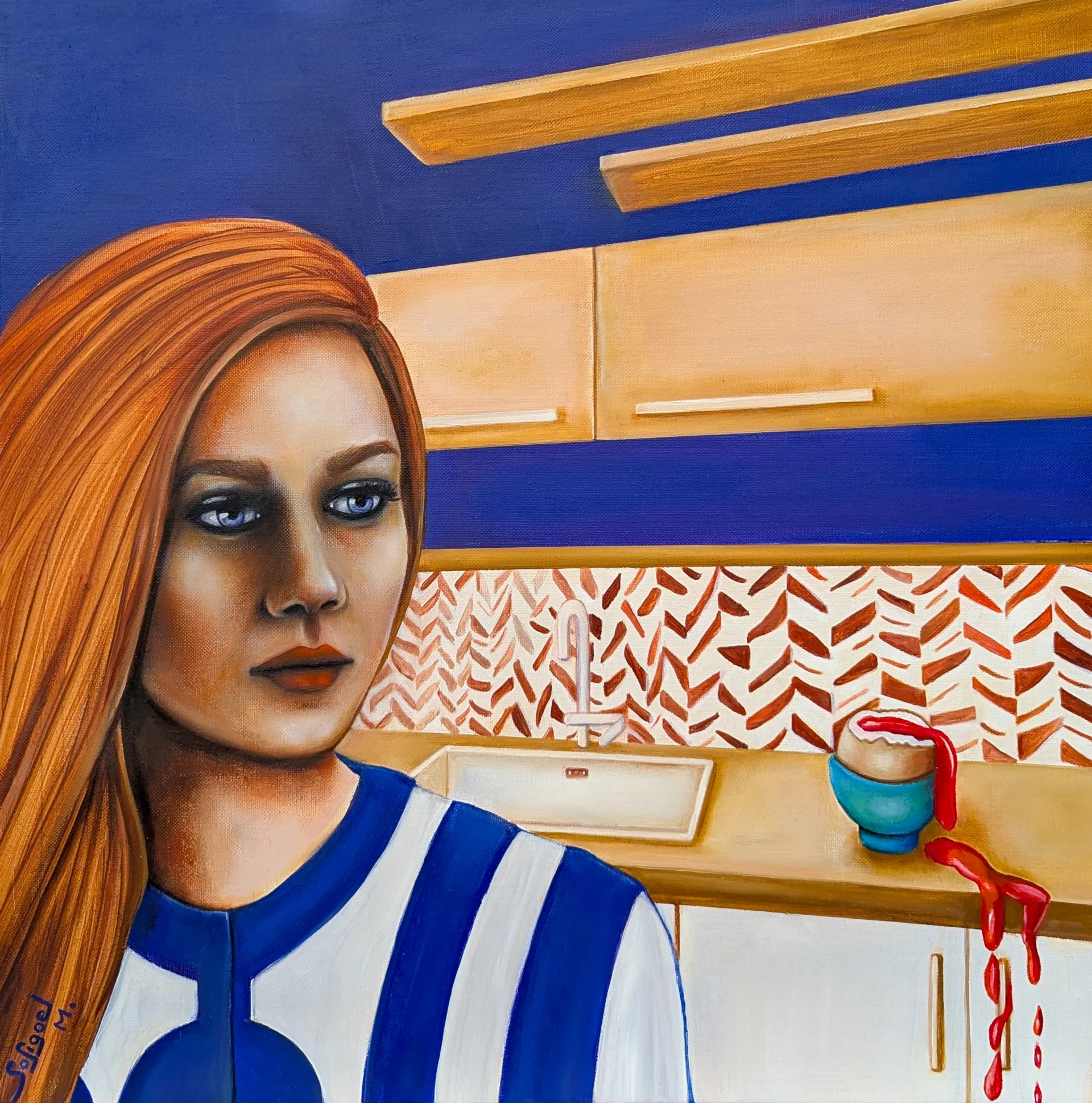 La cuisine • Sofigael M. • Huile sur lin • 50 x 50 cm • 2025