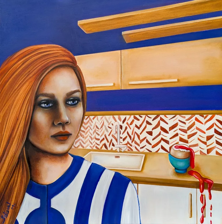 La cuisine • Sofigael M. • Huile sur lin • 50 x 50 cm • 2025