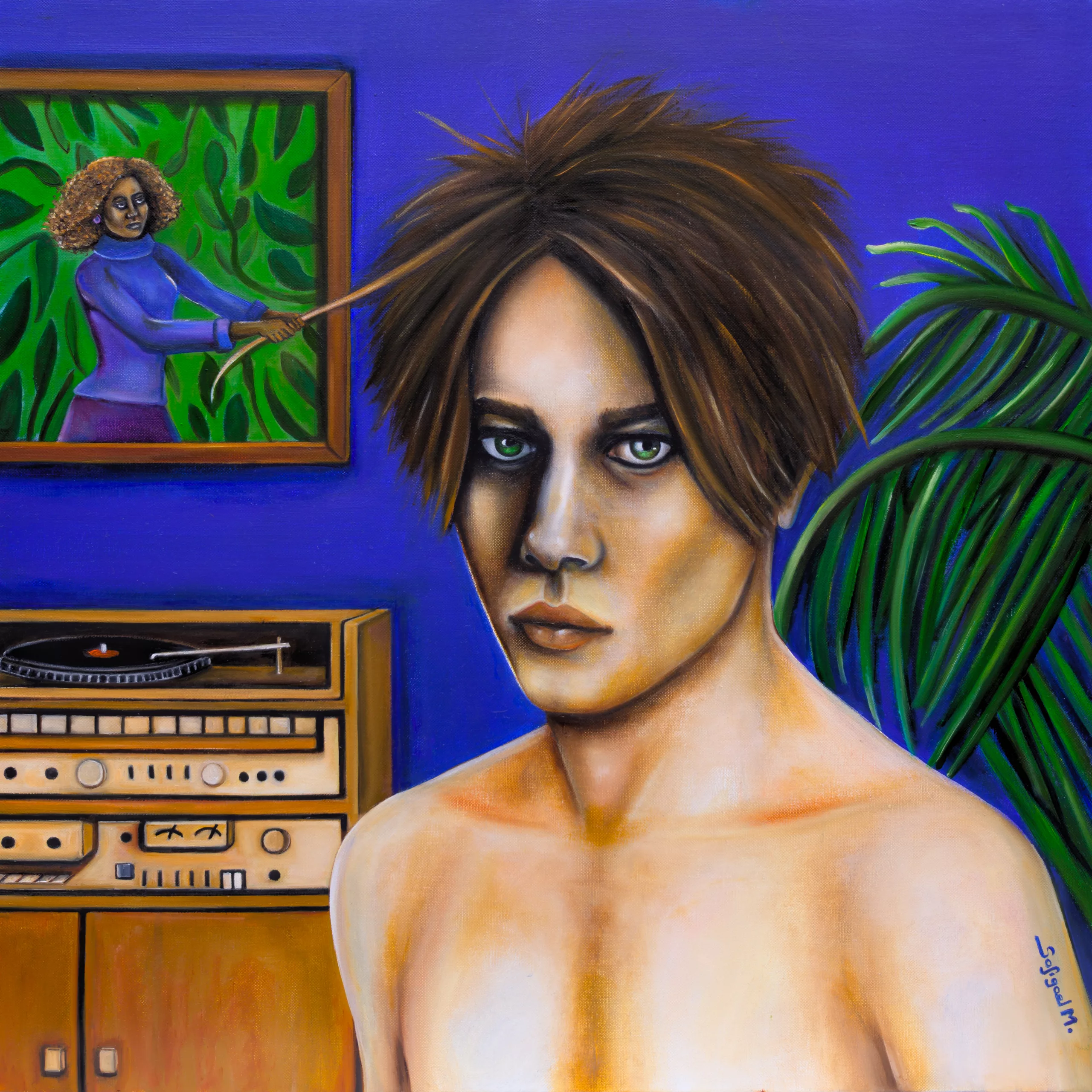 Hi-fi - Sofigael M. 2025 - Huile sur lin - 60 x 60 cm