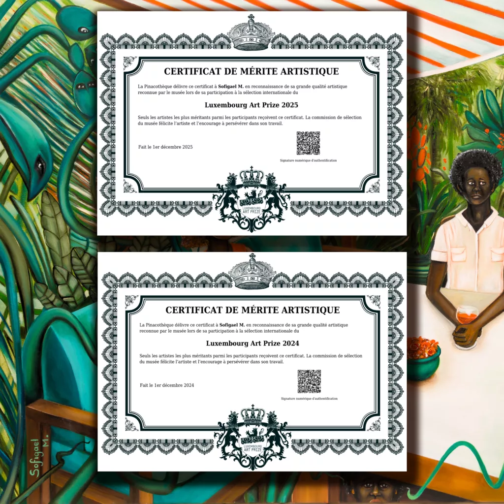 Certificats de mérite artistique Luxembourg Art Prize 2024 et 2025 - Sofigael M. - Sophie-Gaëlle Martin