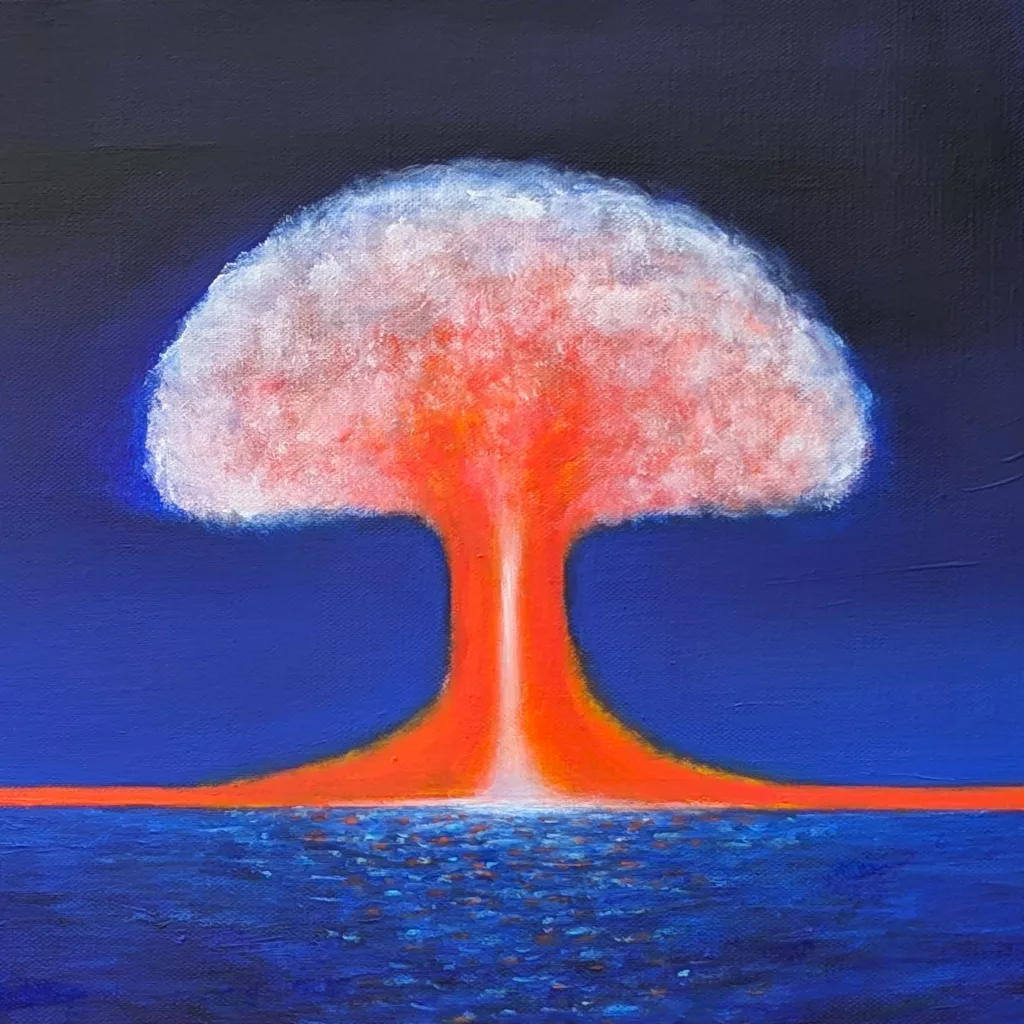 Love bomb •_Sofigael M. • 2026 • Huile et acrylique sur lin • 80 x 80 cm