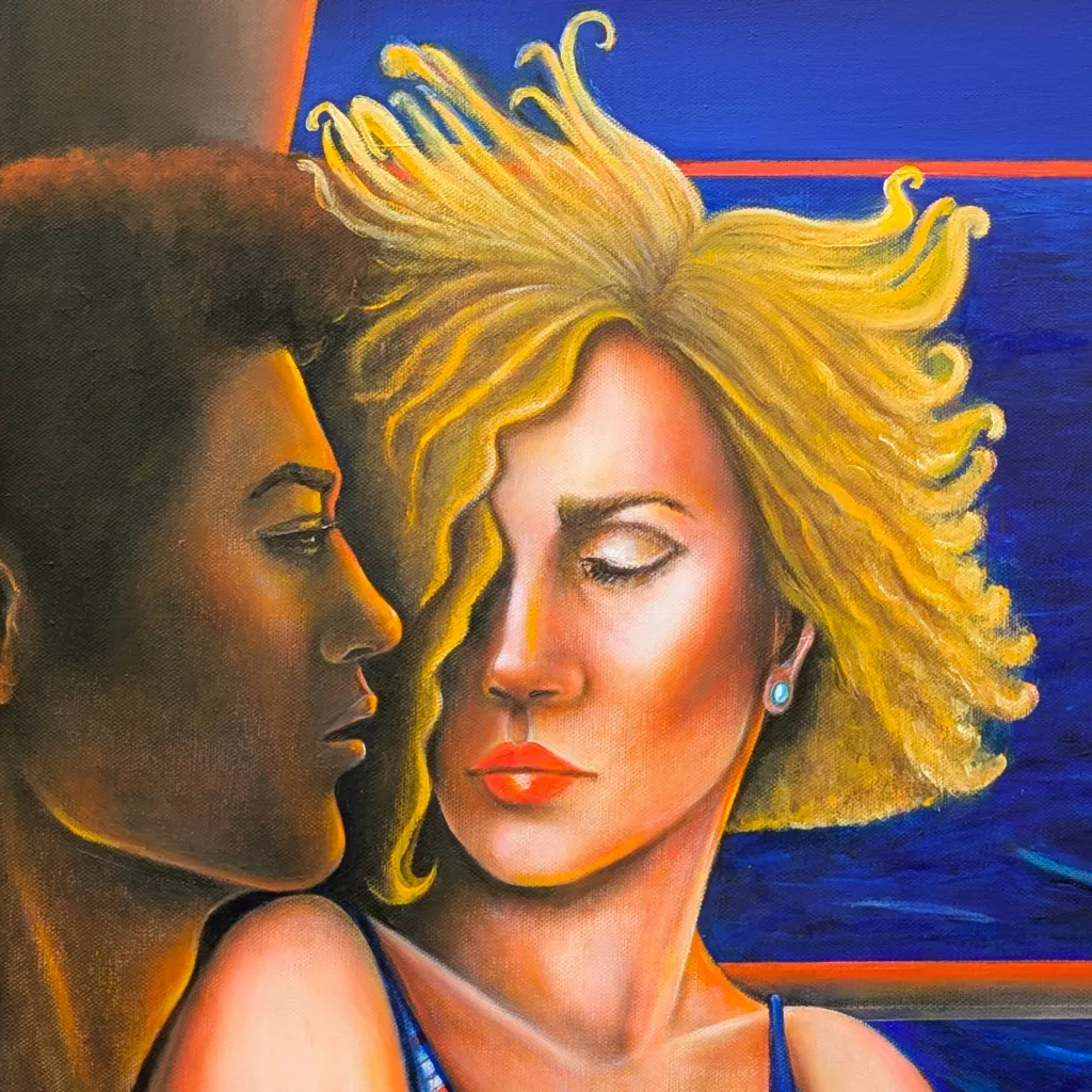 Love bomb •_Sofigael M. • 2026 • Huile et acrylique sur lin • 80 x 80 cm